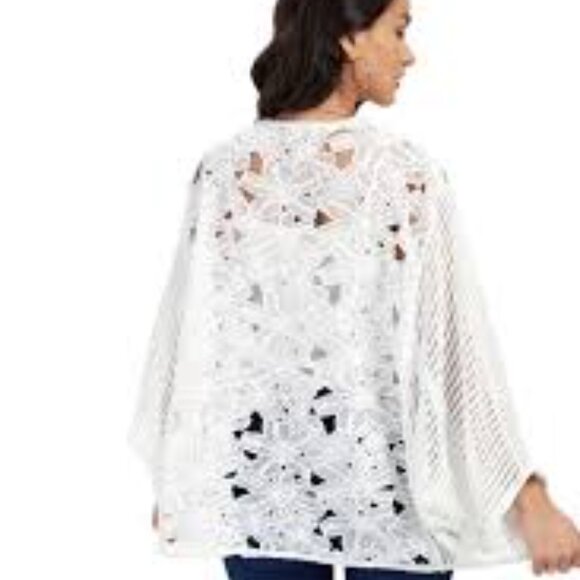 Roffe Accessories  Open Weave Eyelet Kimono Lace  White Large/XL - Picture 2 of 7
